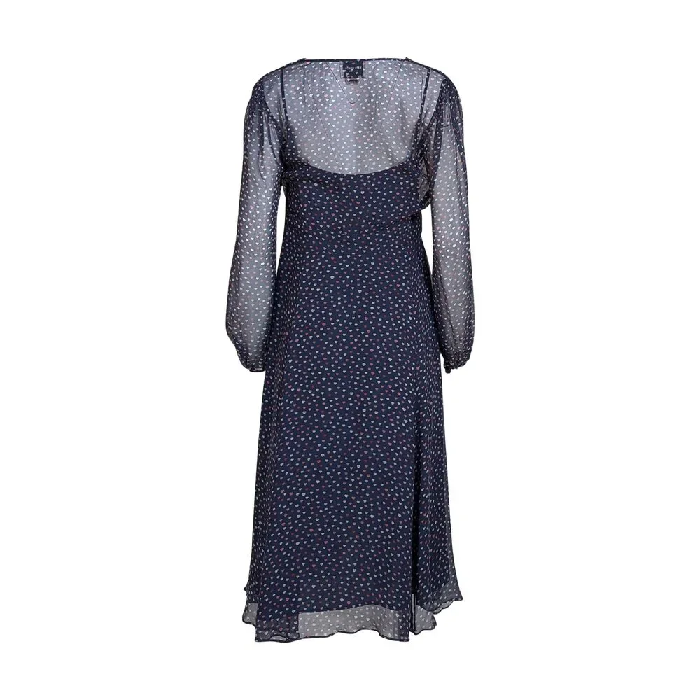 Kate Spade - Navy w/ Multicolor Lip Print Midi Dress Sz 14